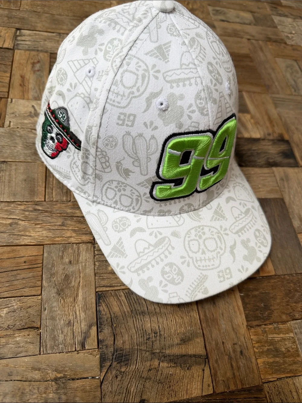 Daniel Suarez Trackhouse Racing #99 Flexfit Hat White Skull